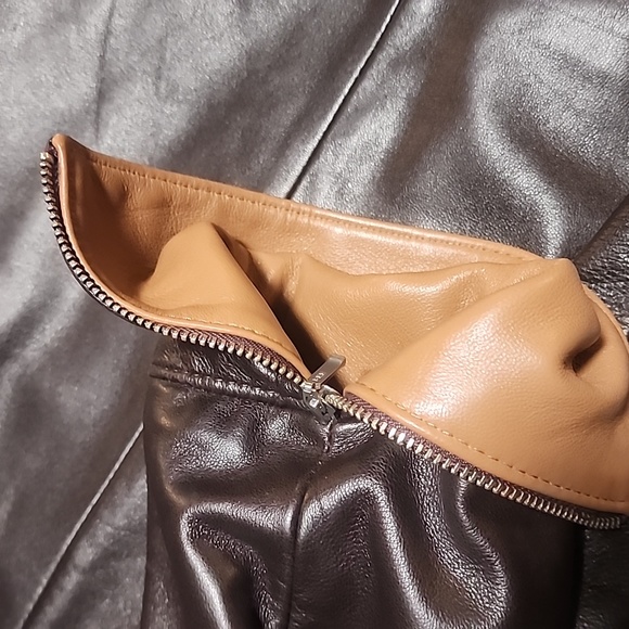 OVERLAND DOUBLE ZIP FORM FITTED LEATHER JACKET SZ 8 - Picture 11 of 12